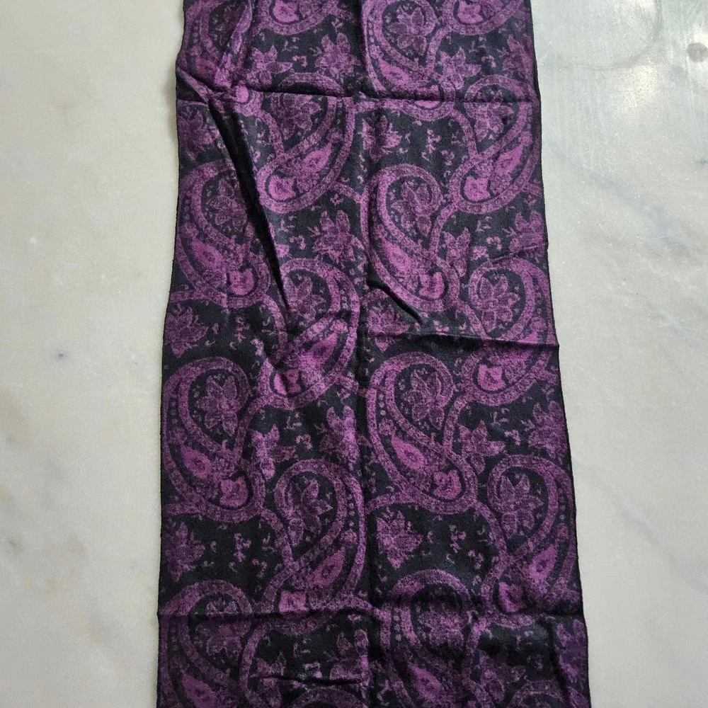 Purple Paisley Scarf‎ with Fringe Women's Fashion Accessory
